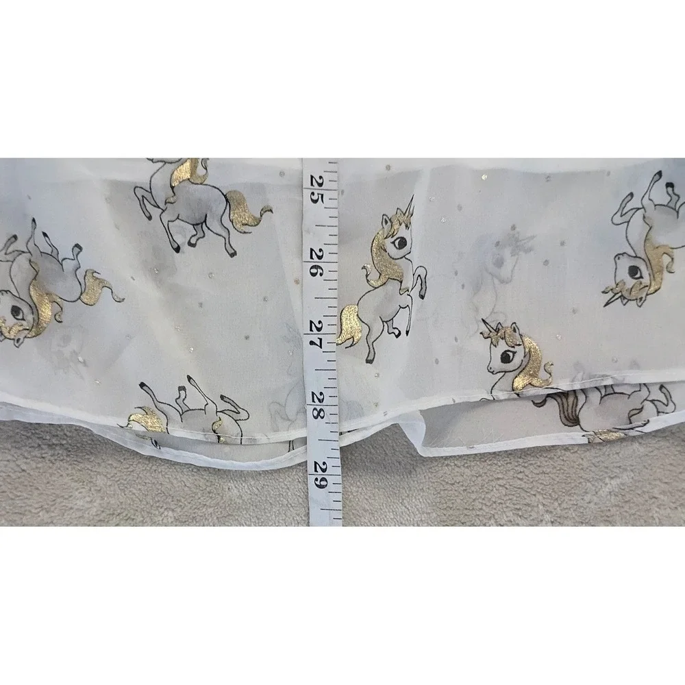 Vtg Jackpot Skirt One Size White Gold Unicorn‎ Print Midi Boho Festival Art NEW